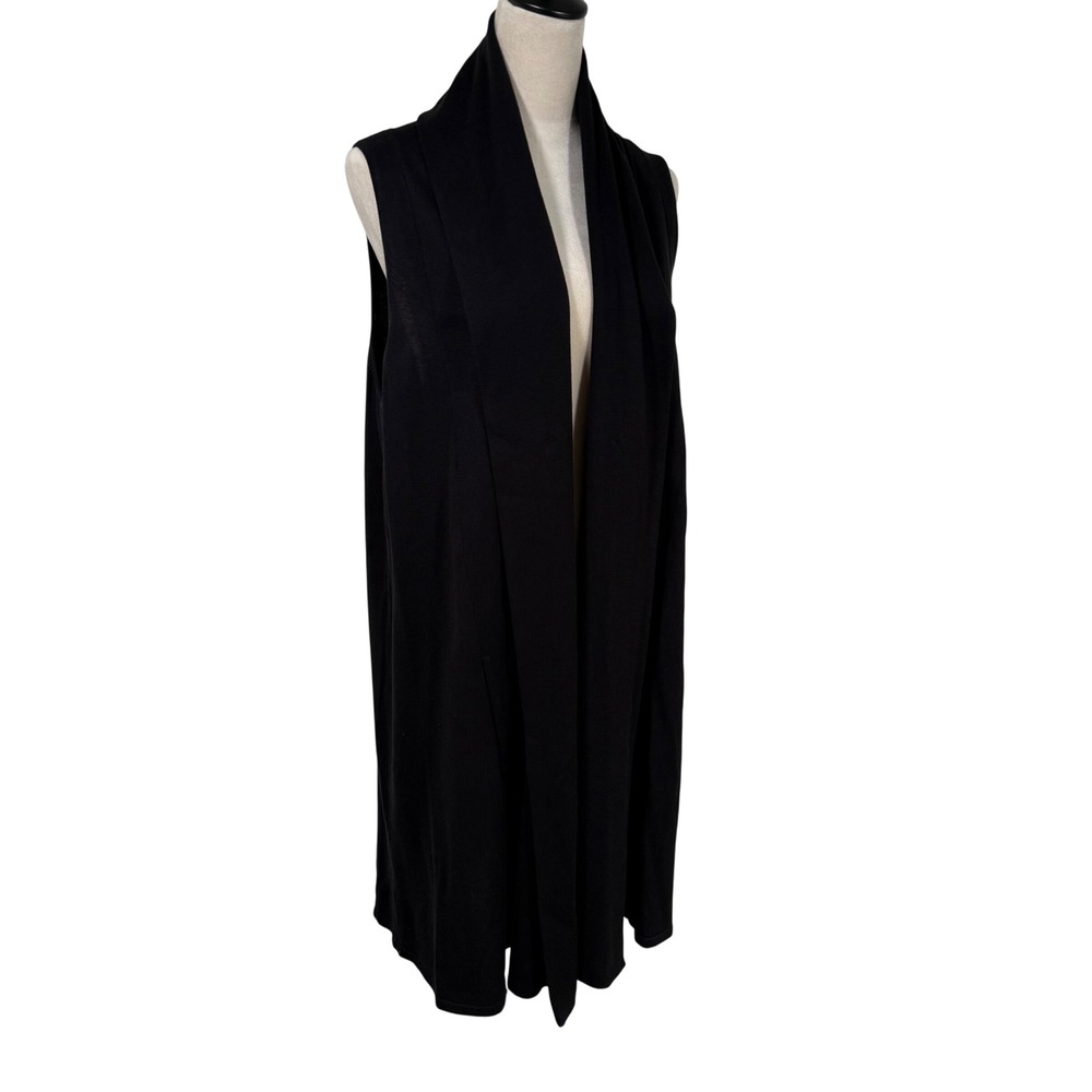 INC International Concepts Black Silk Cotton Blend Sleeveless Duster Vest XL